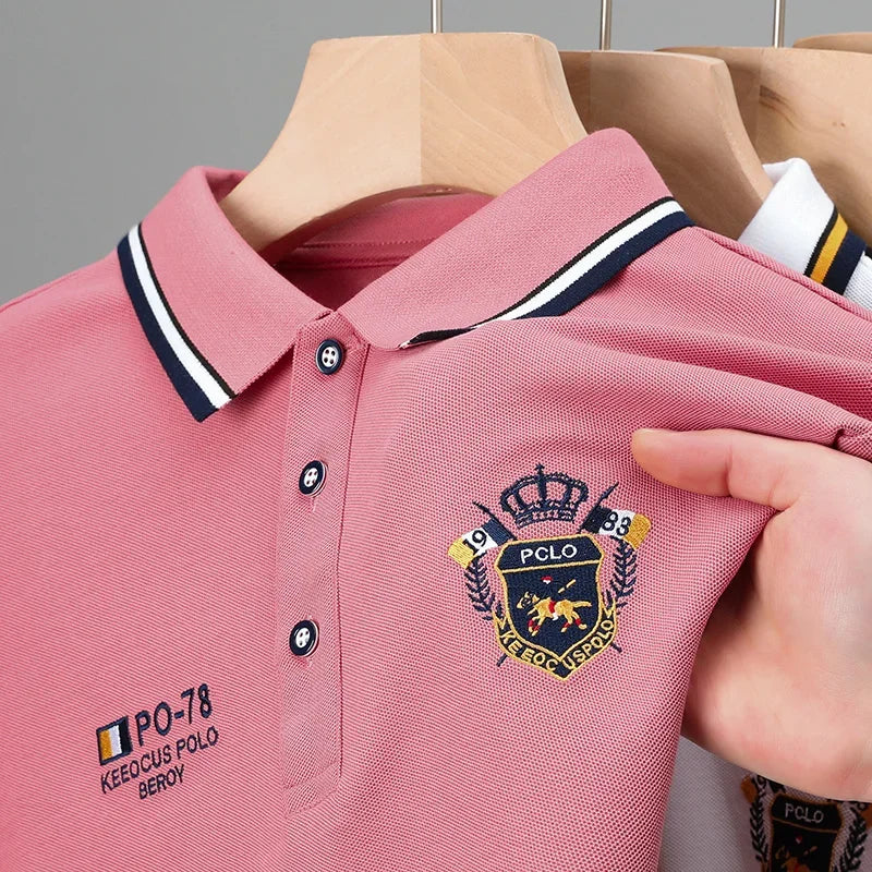 New Men's Casual Embroidery Short Sleeve Polo Shirt