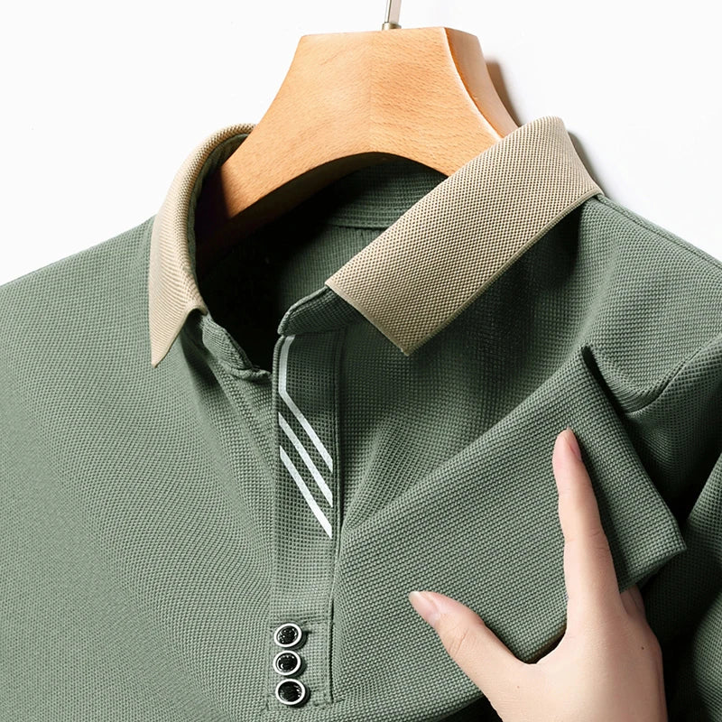 Men's Solid Color Casual Fashion Short Sleeve Polo Shirt Summer Comfortable