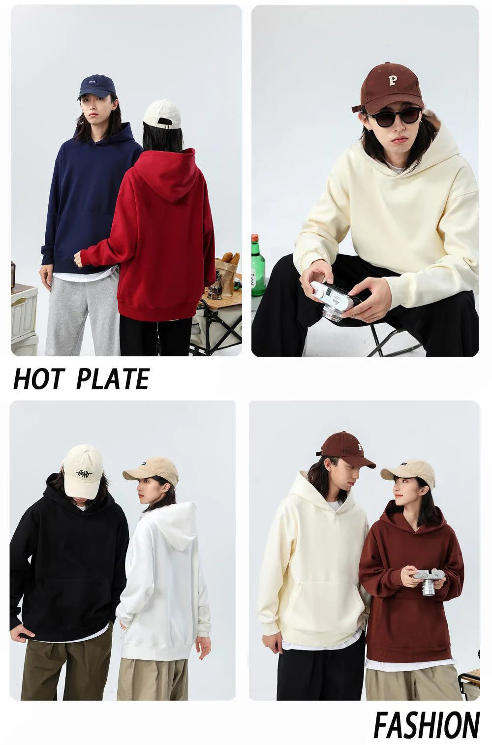 Heavy Weight Cotton Plus Velvet Hooded Sweater Men Thickened Tight Polar Fleece Pullover Hoodie Women Sweatshirt