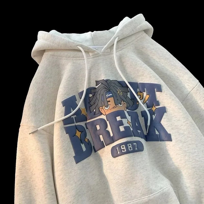 Vintage Cartoon Printing Graphic Hoodie Sweatshirts Men's Oversized Y2K Hoodies American Hip Hop Fashion Hoody Streetwear