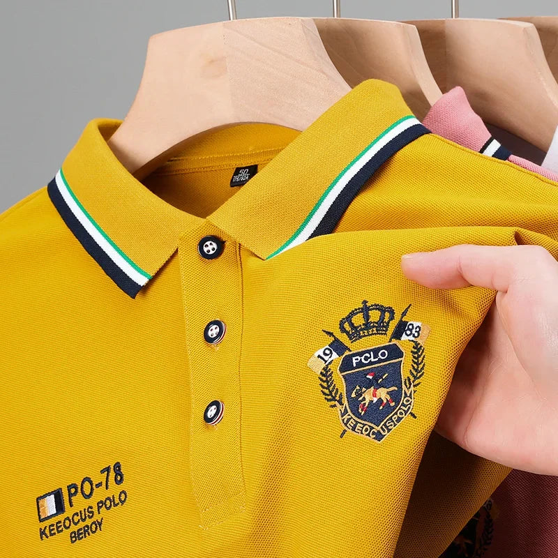 New Men's Casual Embroidery Short Sleeve Polo Shirt