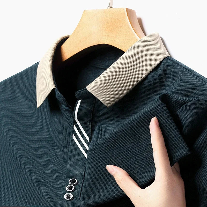 Men's Solid Color Casual Fashion Short Sleeve Polo Shirt Summer Comfortable