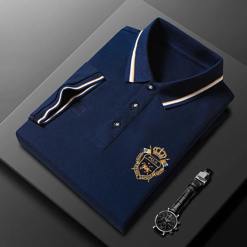 New Men's Casual Embroidery Short Sleeve Polo Shirt