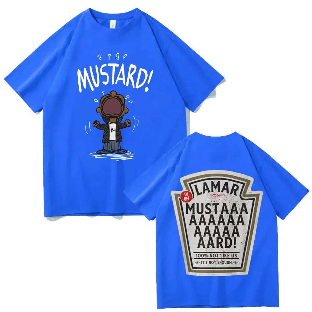 Rapper Kendrick Lamar Mustard T-shirt Fashion Hip Hop Vintage Short Sleeve T-shirts Men Women Casual Oversized Cotton T Shirts