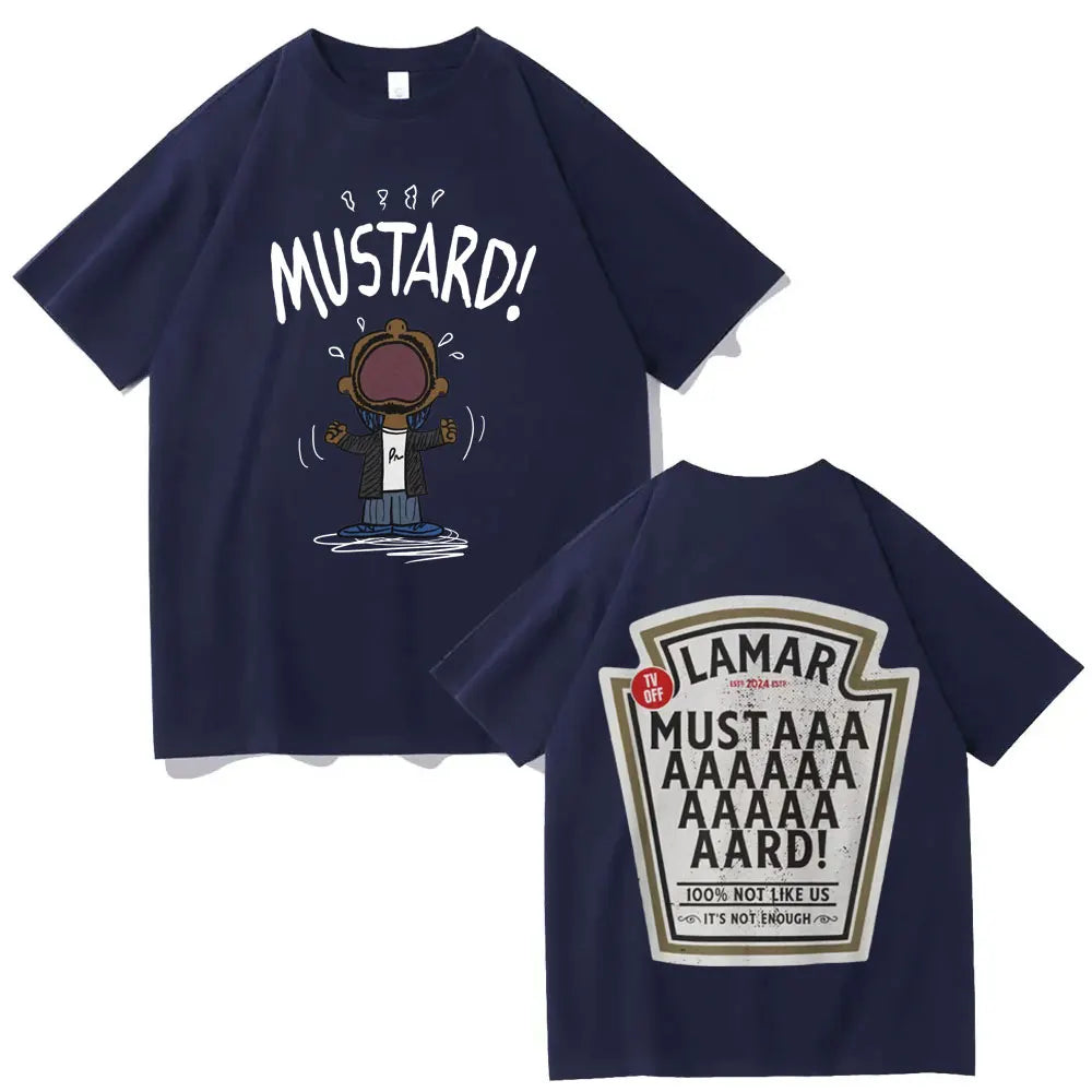 Rapper Kendrick Lamar Mustard T-shirt Fashion Hip Hop Vintage Short Sleeve T-shirts Men Women Casual Oversized Cotton T Shirts