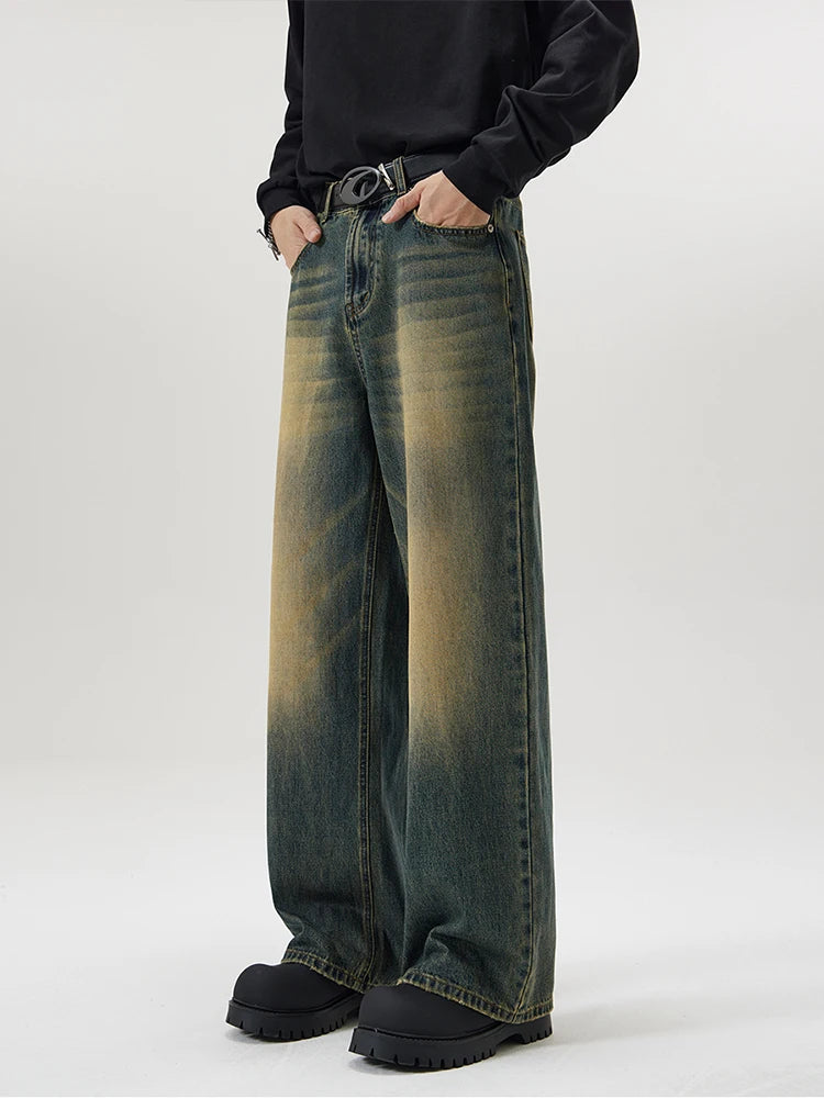 Autumn Vintage Distressed Men's Baggy Straight Jeans