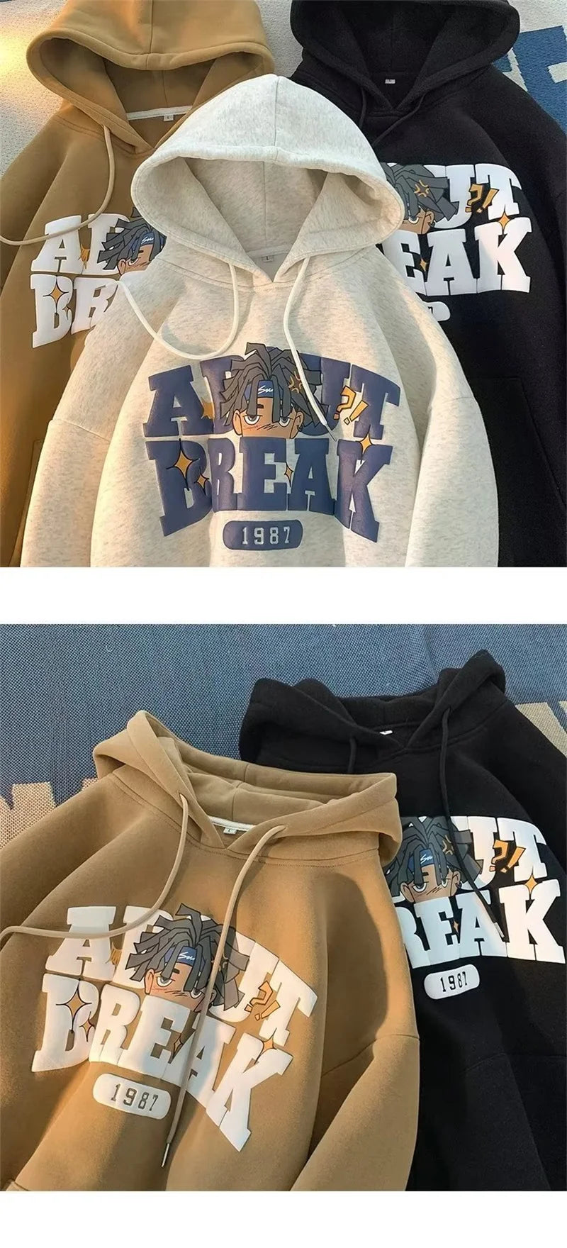 Vintage Cartoon Printing Graphic Hoodie Sweatshirts Men's Oversized Y2K Hoodies American Hip Hop Fashion Hoody Streetwear