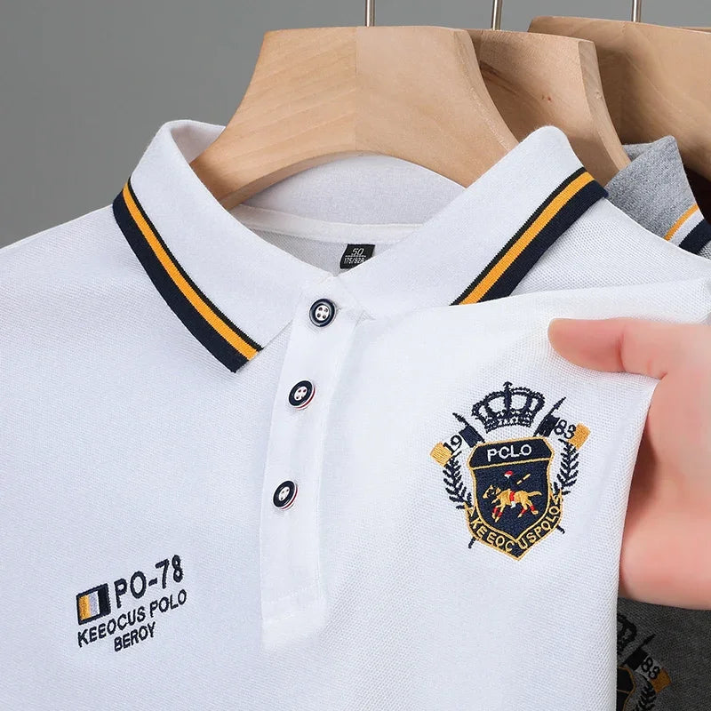 New Men's Casual Embroidery Short Sleeve Polo Shirt