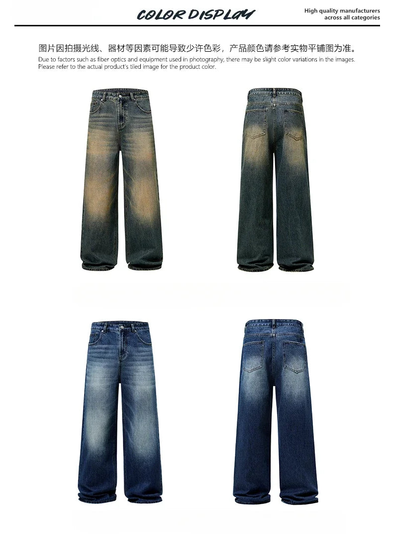 Autumn Vintage Distressed Men's Baggy Straight Jeans