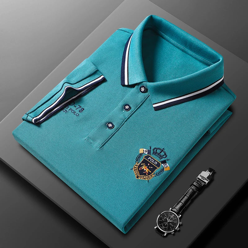 New Men's Casual Embroidery Short Sleeve Polo Shirt