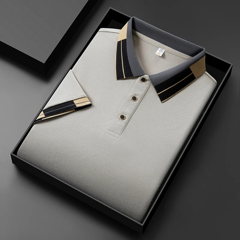 Business Casual Short Sleeved Shirt Solid Color Polo Shirt